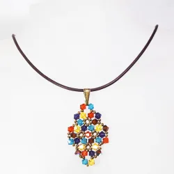 Pendant 65cm - Xochitl Rhombus S-Chocolate Leather - Pendant 65cm - Laiton bronze